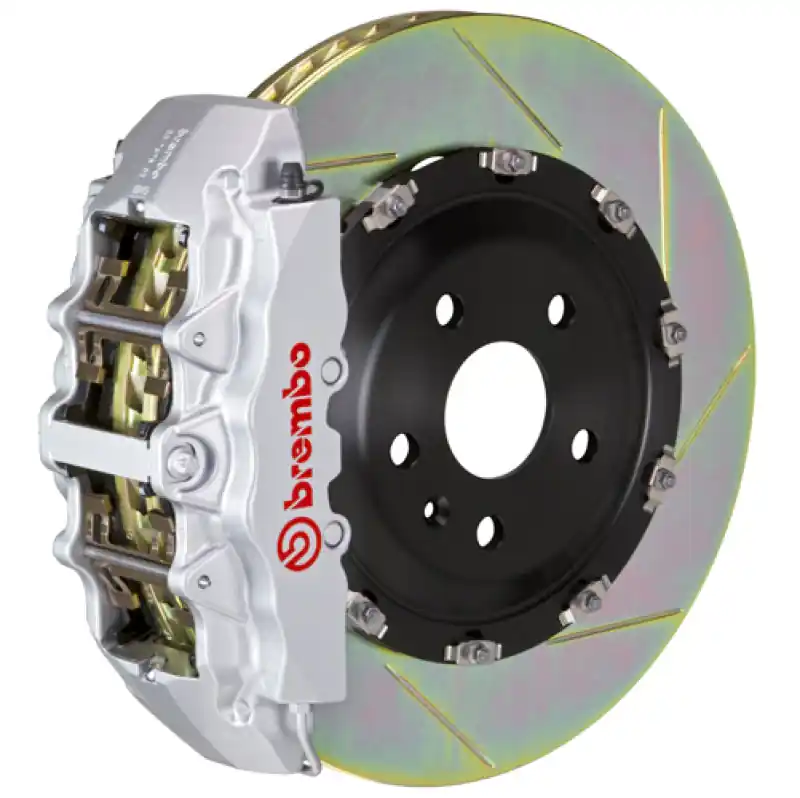 Brembo 05-11 A6 3.0T/4.2L Front GT BBK 6 Piston Cast 380x34 2pc Rotor Slotted Type-1-Silver Affordable