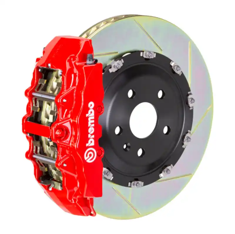 Brembo 15-23 Mustang GT/V6/EcoBoost Front GT BBK 6 Piston Cast 380x34 2pc Rotor Slotted Type1-Red Trusted Brand