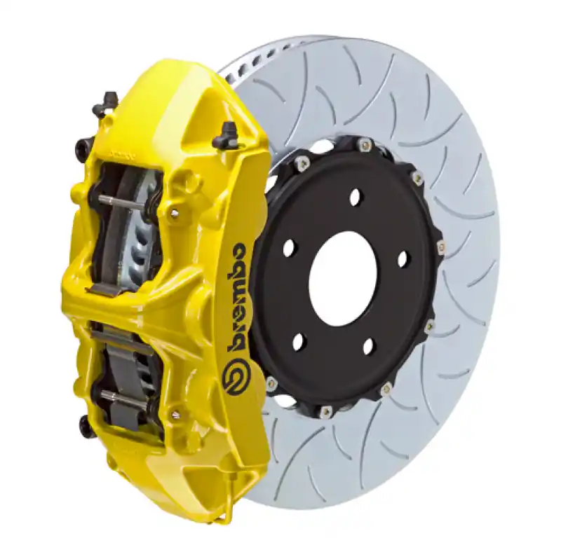 Brembo 04-21 WRX STI Front GT BBK 6 Piston Cast 350x34 2pc Rotor Slotted Type3- Yellow Buy Today