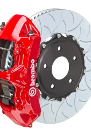 Authentic Brembo 05-09 Corvette Z51/06-09 XLR-V Fr GT BBK 6 Piston Cast 350x34 2pc Rotor Slotted Type3-Red