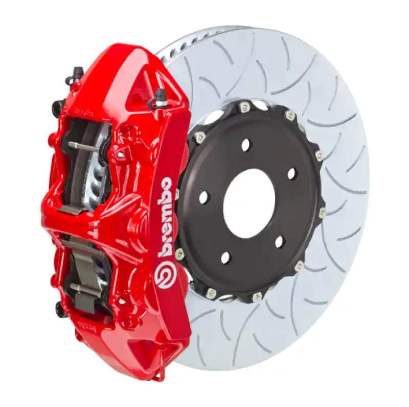 Luxury Brembo 19-22 Veloster N Front GT BBK 6 Piston Cast 350x34 2pc Rotor Slotted Type-3-Red