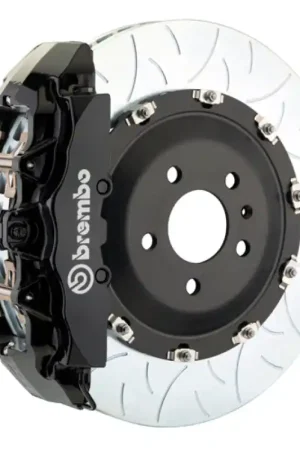 Affordable Brembo 08-09 CLK63 AMG-Black Series Front GT BBK 6 Piston Cast 380x34 2pc Rotor Slotted Type3-Black