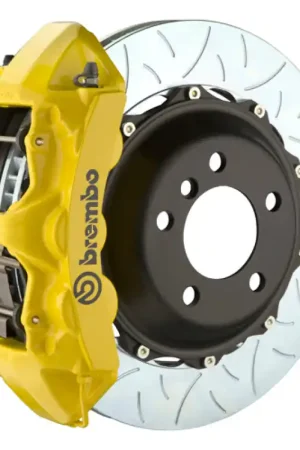 Bargain Brembo 11-23 Charger w/V8 Exc AWD/SRT8 Fr GT BBK 6Pis Cast 380x34 2pc Rotor Slotted Type3-Yellow