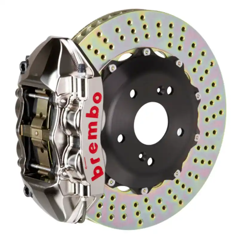 Crafted Brembo 16+ Miata MX-5 (ND) Front GTR BBK 4 Piston Billet328x28 2pc Rotor Drilled- Nickel Plated