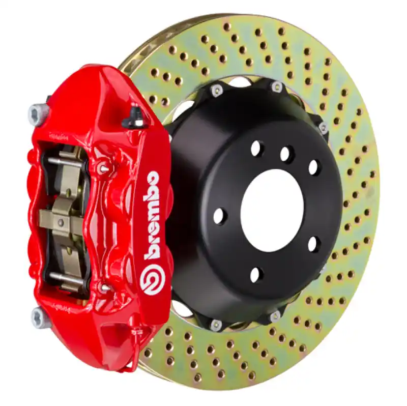Brembo 11-18 S60 T5/T6/R-Design Front GT BBK 4 Piston Cast 365x29 2pc Rotor Drilled-Red Professional Grade