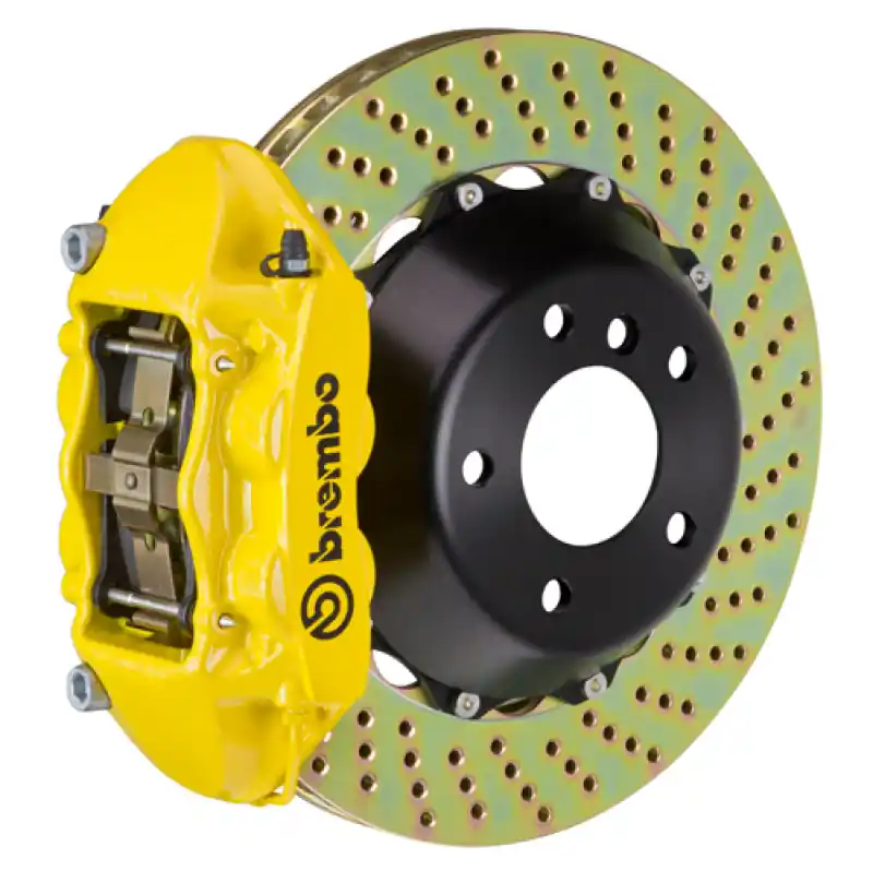 Free Returns Brembo 13-18 Focus ST Front GT BBK 4 Piston Cast 365x29 2pc Rotor Drilled- Yellow