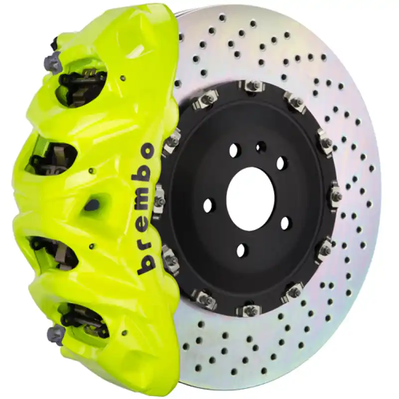 Brembo 05-13 Range Rover Sport Fr GT BBK 8Pis Cast 412x38 2pc Rotor Drilled-Fluo. Yellow Must Have