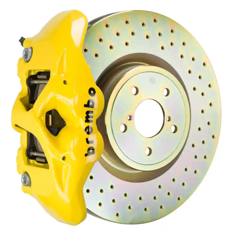 Brembo 02-07 Impreza/WRX/08-14 WRX Front GT BBK 4 Piston Cast 326 x30 1pc Rotor Drilled- Yellow Hot Deal