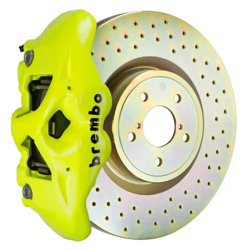 Clearance Brembo 15-21 WRX (VA) Front GT BBK 4 Piston Cast 326 x30 1pc Rotor Drilled- Fluo. Yellow