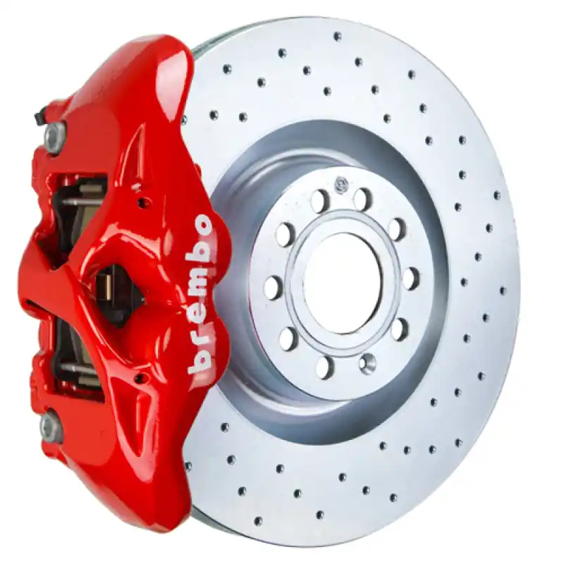 Brembo 07-15 TT 2.0T/07-15 TT 3.2/09-15 TTS Front GT BBK 4 Piston Cast 345x30 1pc Rotor Drilled-Red Markdown