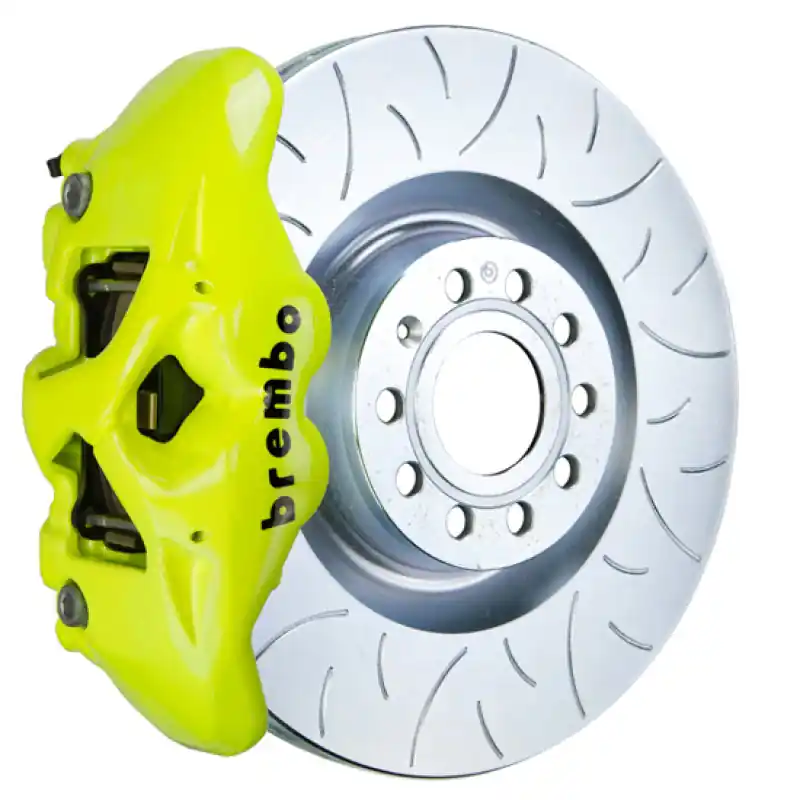 Brembo 14-20 A3 Front GT BBK 4 Piston Cast 345x30 1pc Rotor Slotted Type3-Fluo. Yellow Popular