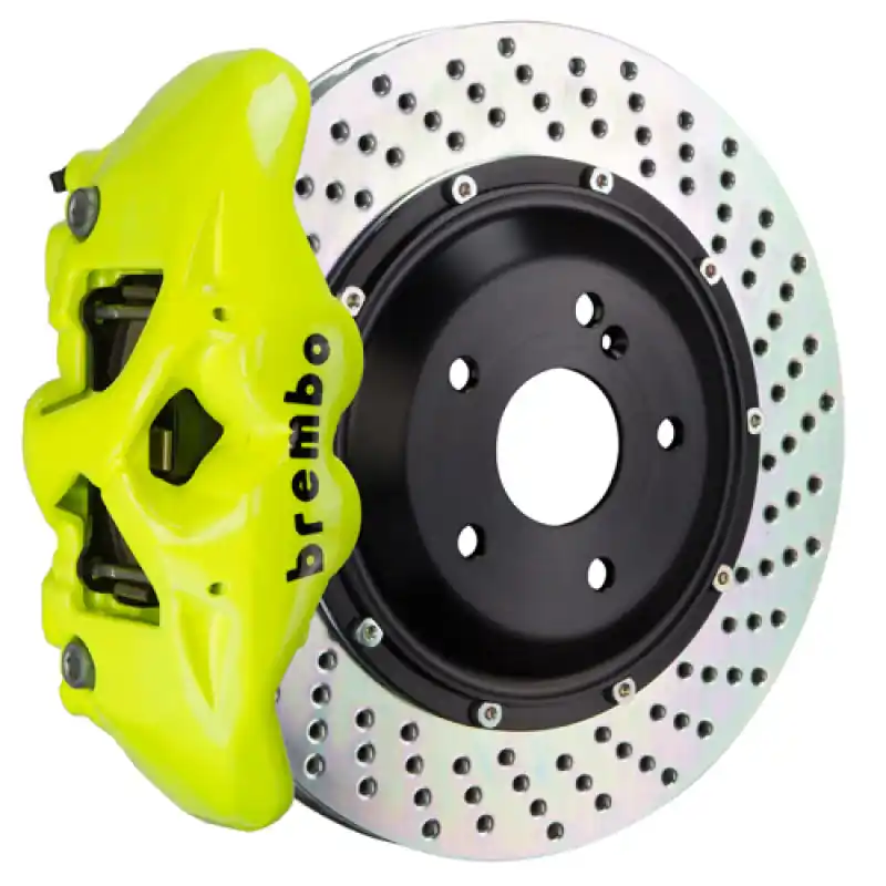 Brembo 19-22 A-Class (Excl AMG) Fr GT BBK 6Pis Cast 365x34 2pc Rotor Drilled-Fluo. Yellow No Minimum Order