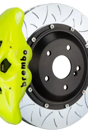 Authentic Brembo 08-17 A5/09-16 A4 Front GT BBK 6 Piston Cast 380x34 2pc Rotor Slotted Type3- Fluo. Yellow