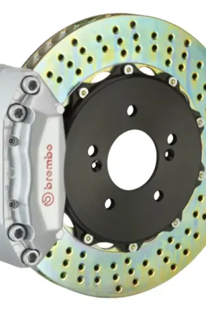 Authentic Brembo 87-91 928 S4/GT Rear GT BBK 4 Piston Cast 2pc 328x28 2pc Rotor Drilled-Silver