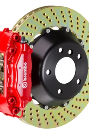 Bargain Brembo 78-79 930/80-89 930 Rear GT BBK 4 Piston Cast 2pc 345x28 2pc Rotor Drilled-Red