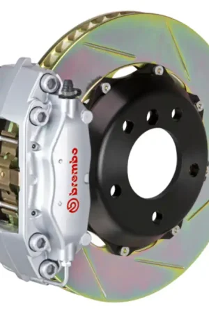 Authentic Brembo 01-07 C-Class Rr GT BBK 4Pis Cast 2pc 328x28 2pc Rotor Slotted Type1-Silver