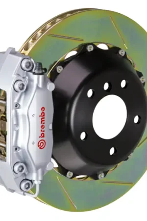 Affordable Brembo 00-03 M5/97-03 5-Series Rear GT BBK 4 Piston Cast 2pc 345x28 2pc Rotor Slotted Type1-Silver